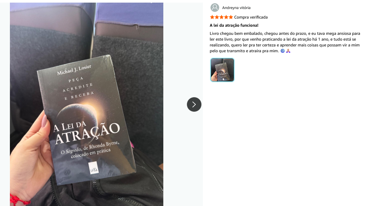 Foto do livro enviada por Andreyna Vitória em avaliação na Amazon